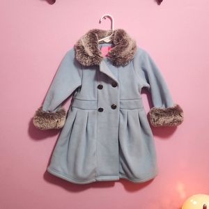 Good Lad Girls 2T Blue Toddler Winter Pea Coat & Matching Hat Set
